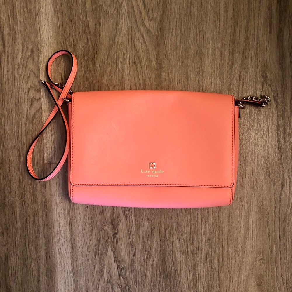 Kate Spade cross-body purse in salmon/pink/peach